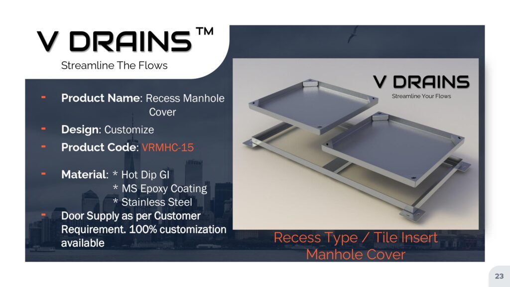 V DRAINS Customize Recessed Manhole cover Techno drain lidco watermarkglobal lipka syscraft snk denmark v drains v drain ledl neer mclion rivity ruhe